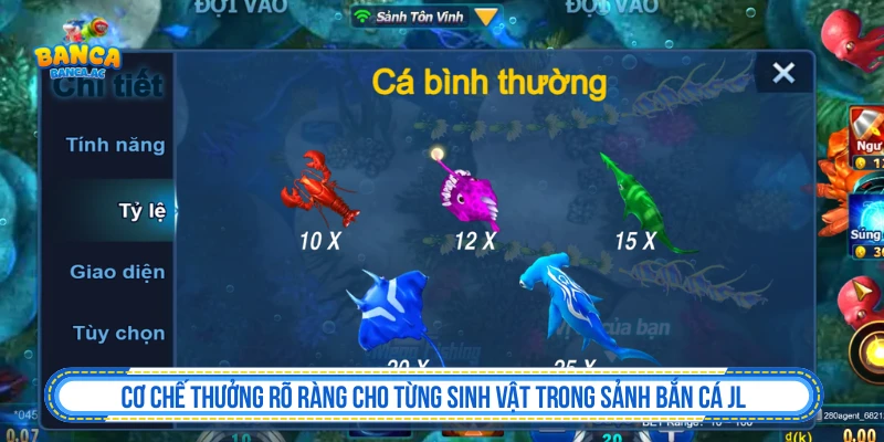 Cơ chế thưởng trong sảnh bắn cá JL